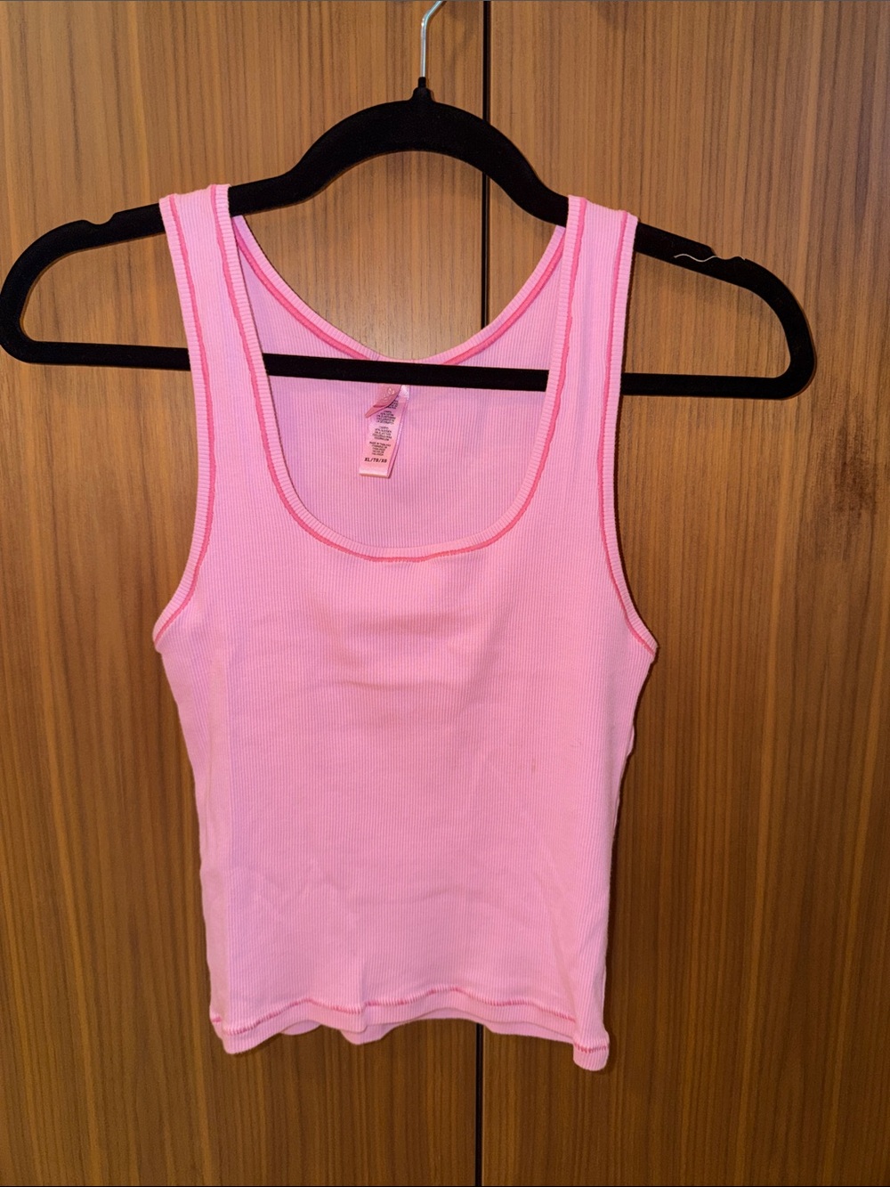 SKIMS Pink Ribbed Scoop Tank